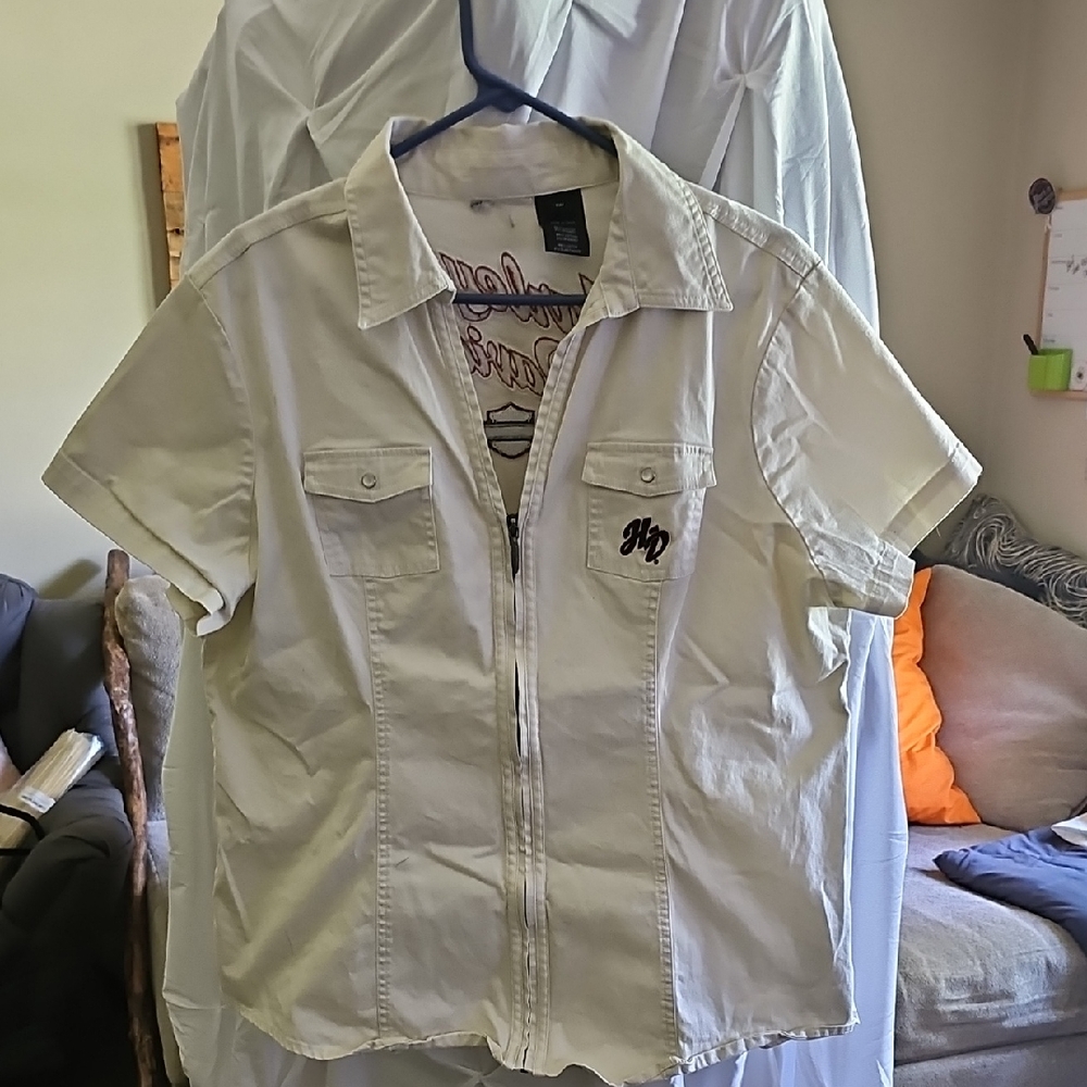 Harley-Davidson Cream Button Down Shirt